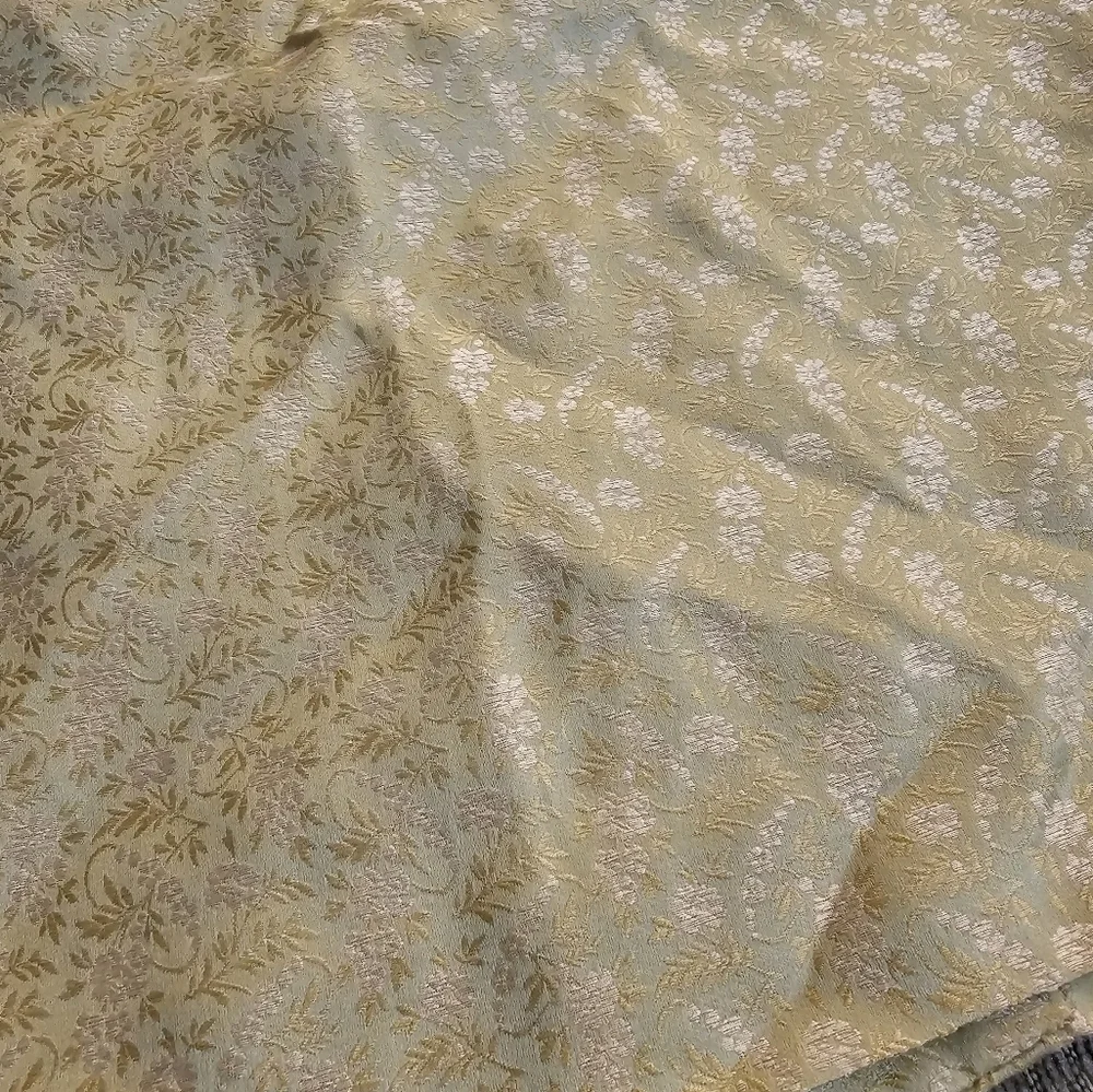 Ann Taylor Pastel Green Gold Silk Blend Delicate Detail Boho Lined Skirt Size 4P